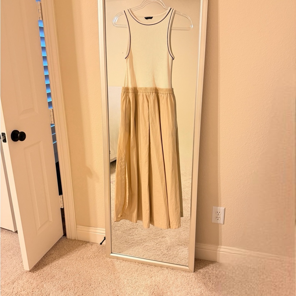 Zara Cream Ribbed Midi Dress
